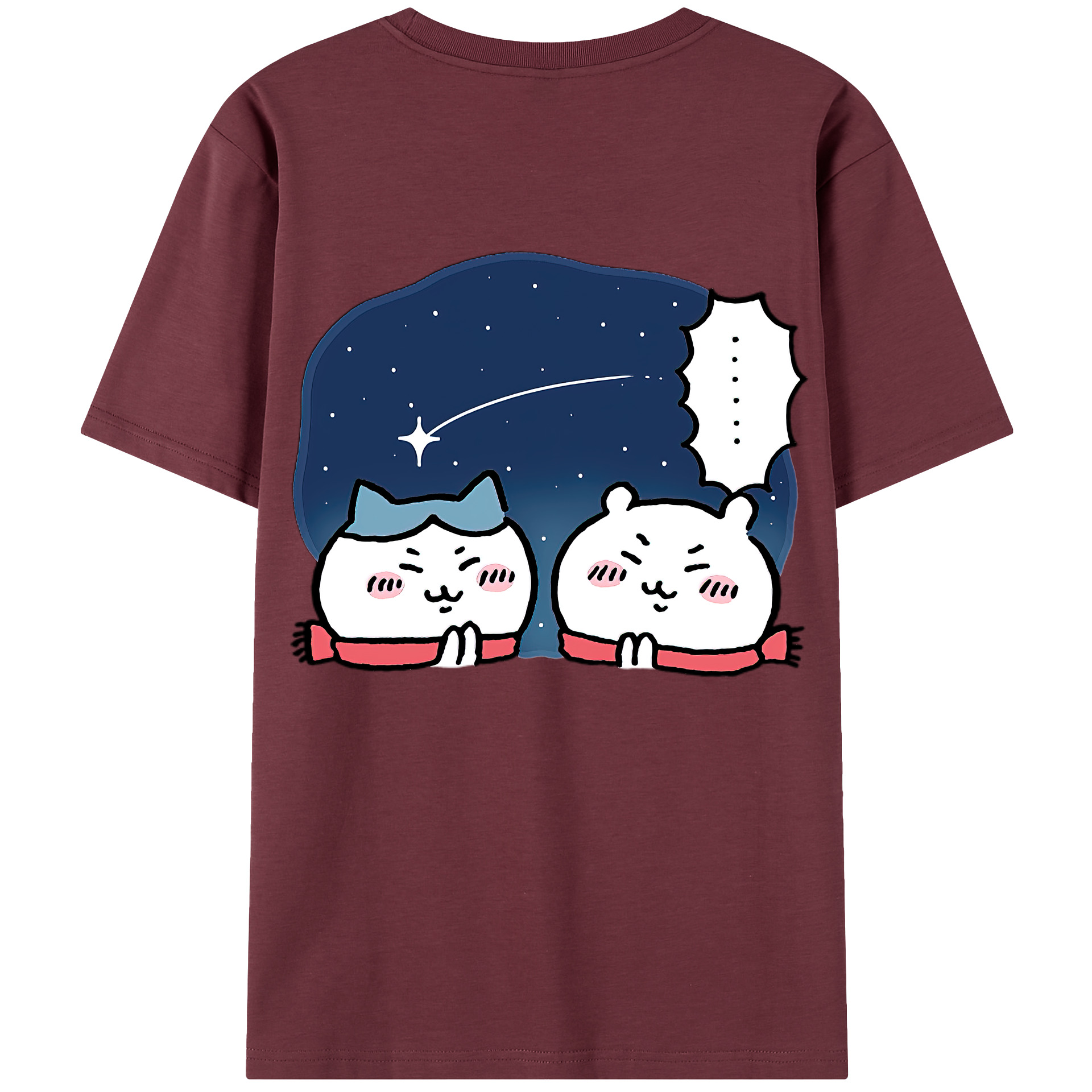 （画像用） ちいかわ ハチワレ Chii-kawa hachiware 綿100％半袖Tシャツ（背面プリント）